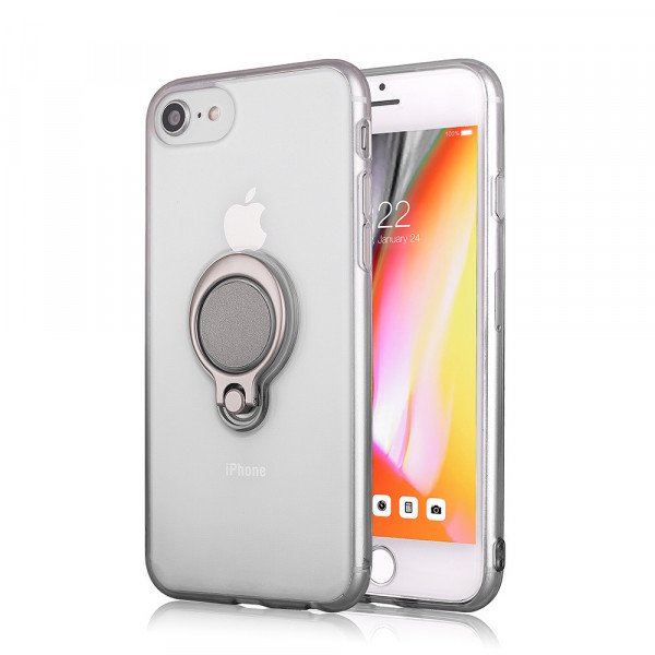 Wholesale Apple iPhone 8 Plus / 7 Plus Ring Stand Transparent Case with Metal Plate (Clear)